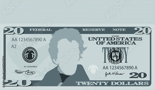 Monochrome Bunch of 20 US dollar banknote