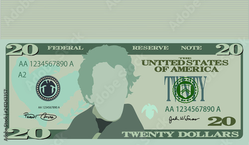 Bunch of 20 US dollar banknote