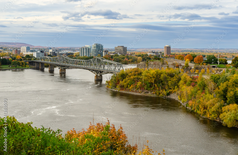 Ottawa River and Alexandra Bridge in Ottawa, Canada