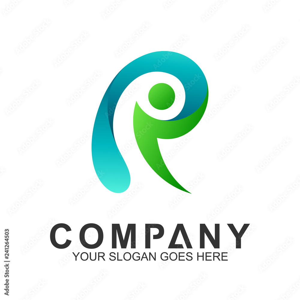 people letter R logo template people letter R logo template