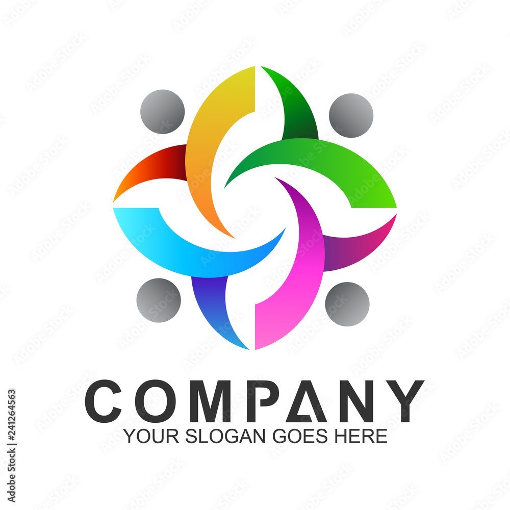 colorful circular people logo, charity icon, community and care vector colorful circular people logo, charity icon, community and care vector
