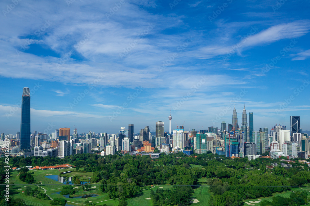 Panorama cityscape view in the middle of Kuala Lumpur city center ,day time , Malaysia