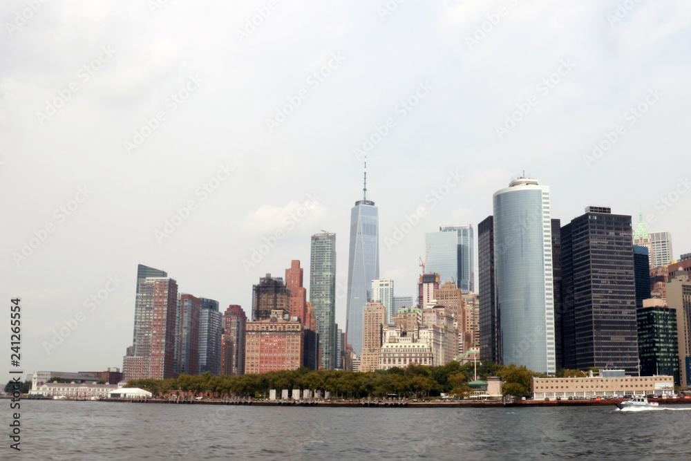 NEW YORK, USA - August 31, 2018: Cloudy day in New York. View of Manhattan skyline in NYC.