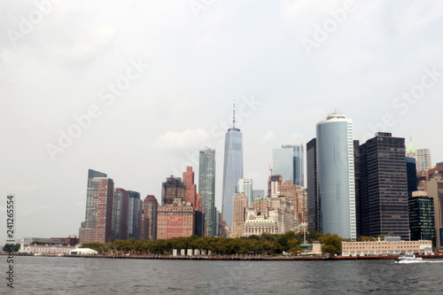 NEW YORK  USA - August 31  2018  Cloudy day in New York. View of Manhattan skyline in NYC.