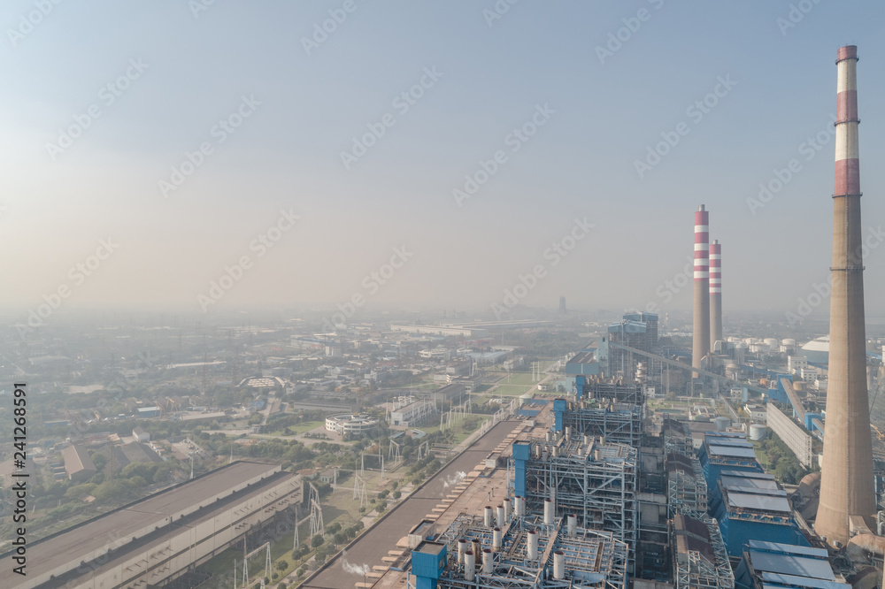 Aerial view of thermal power plant 