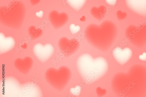 3d cloudy heart background in living coral red and white colors. stock vector illustration clipart