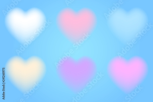 set of 3d cloudy sign hearts in natural colors. stock vector illustration clipart