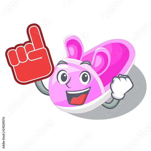 Foam finger baby shoes isolated in the mascot