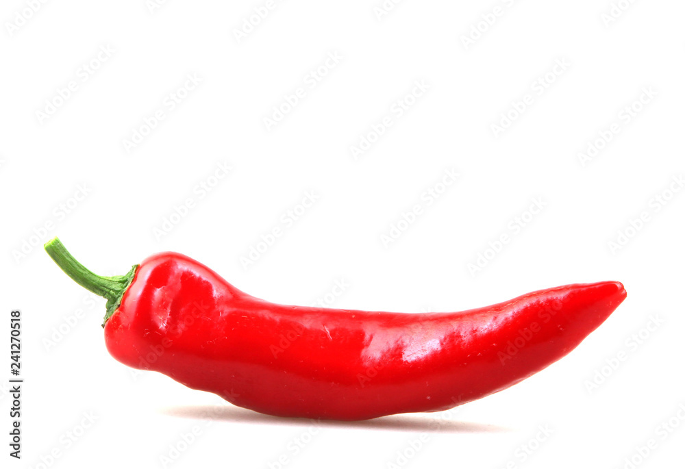 Close-Up Of Red Chili Pepper Against White Background Close-Up Of Red Chili Pepper Against White Background