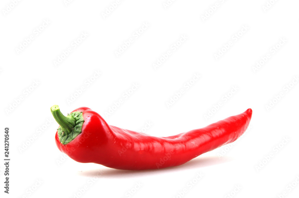 Close-Up Of Red Chili Pepper Against White Background Close-Up Of Red Chili Pepper Against White Background