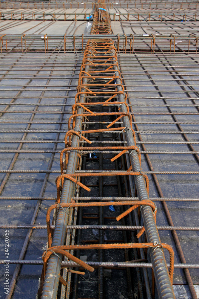 binding rebar in construction site binding rebar in construction site