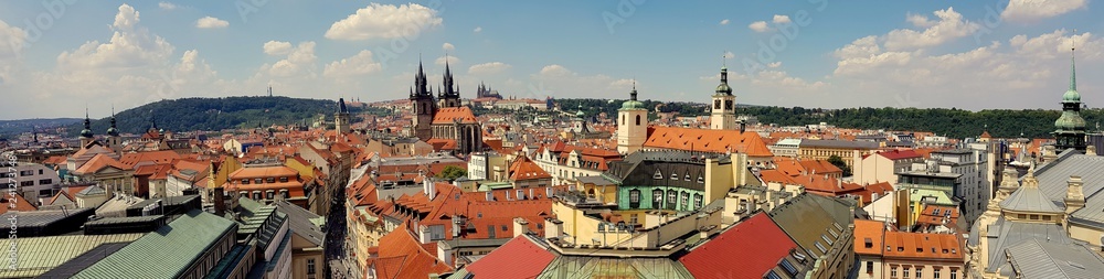 A beautiful panorama of the old town of Prague, the Czech capital
