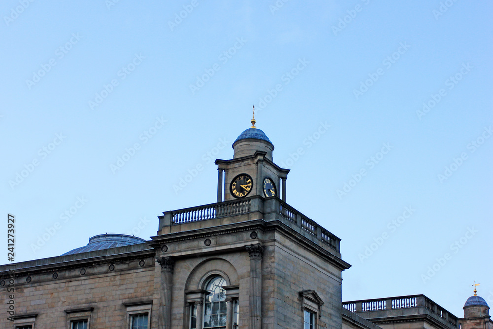 clock tower building scenery, Edinburgh, UK.