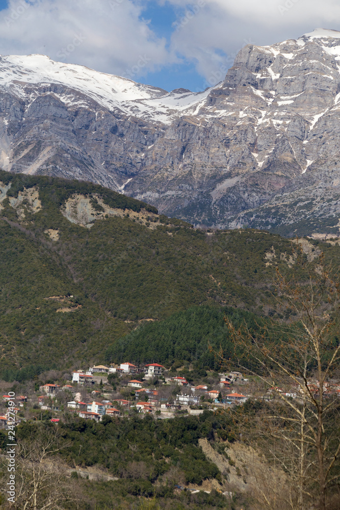 mountain Tzoumerka in winter season Arta Epirus Greece