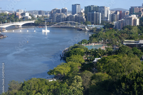 Aerial landscape view of Brisbane Southbank
