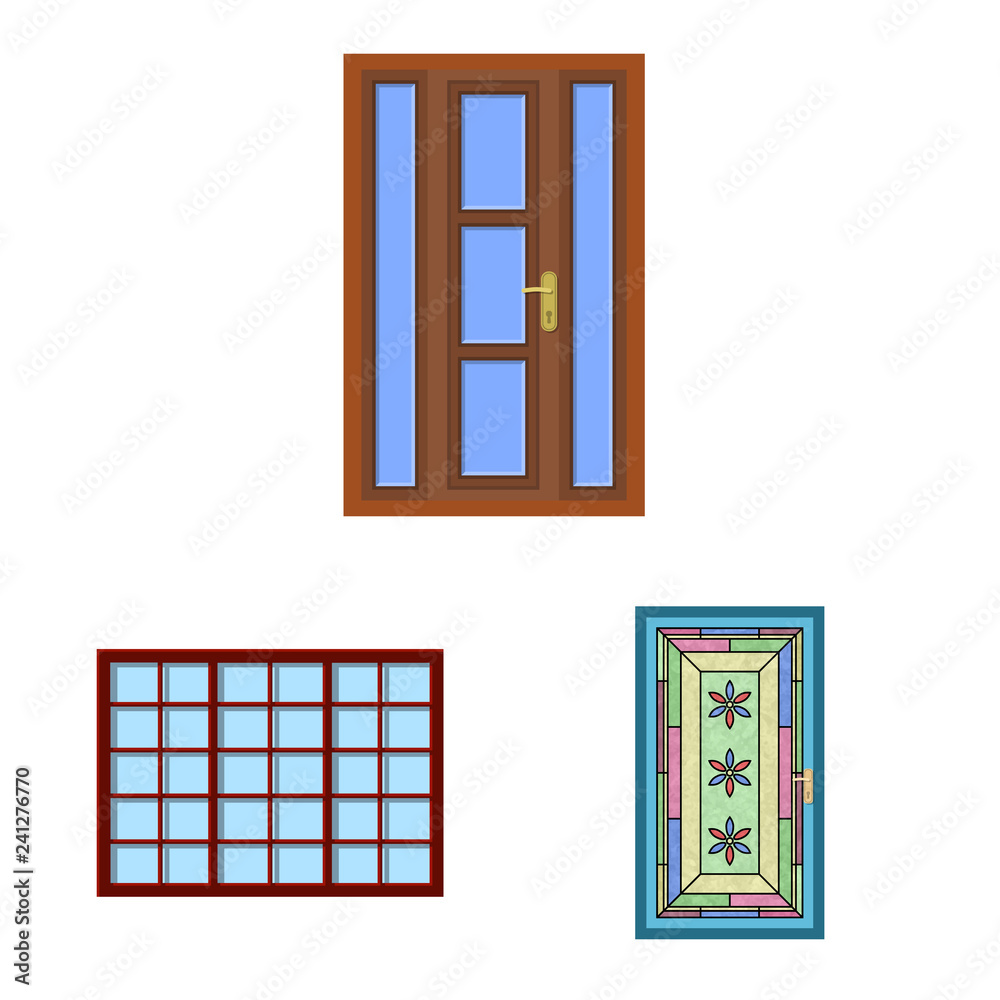 Vector illustration of door and front logo. Set of door and wooden stock vector illustration. Vector illustration of door and front logo. Set of door and wooden stock vector illustration.