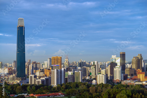Panorama morning view in the middle of Kuala Lumpur city center , Malaysia
