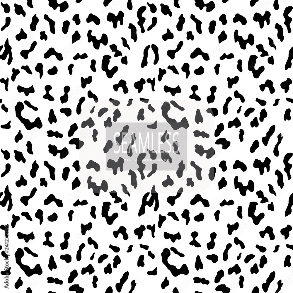 Leopard seamless pattern. White and black. Animal print. Vector background.