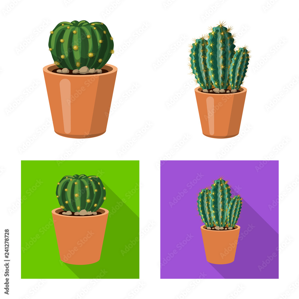 Vector design of cactus and pot sign. Set of cactus and cacti stock vector illustration. Vector design of cactus and pot sign. Set of cactus and cacti stock vector illustration.