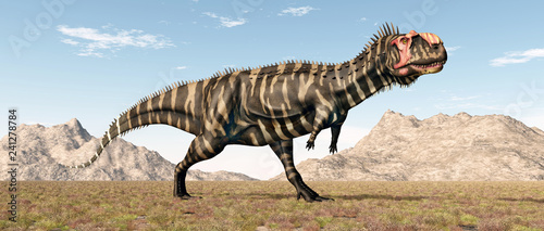 Fototapeta Naklejka Na Ścianę i Meble -  Dinosaurier Rajasaurus in einer Landschaft