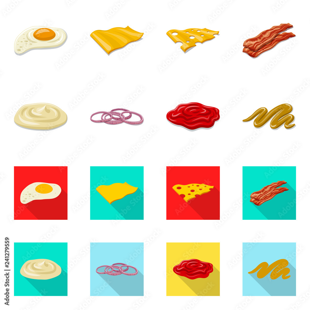 Naklejka premium Isolated object of burger and sandwich symbol. Collection of burger and slice vector icon for stock.