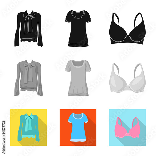 Isolated object of woman and clothing symbol. Set of woman and wear stock symbol for web.