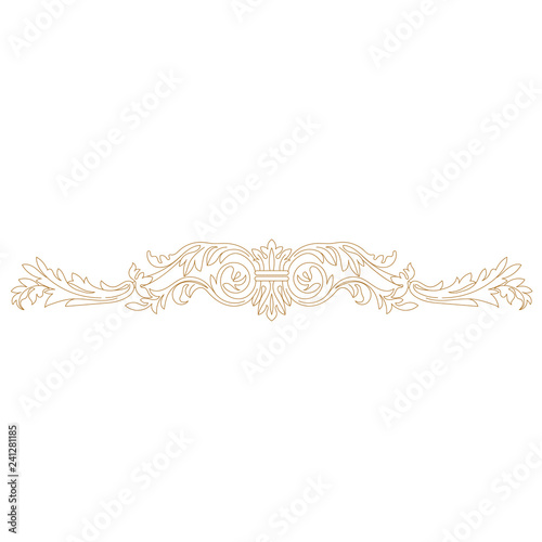 Golden vintage baroque ornament, corner. Retro pattern antique style acanthus.