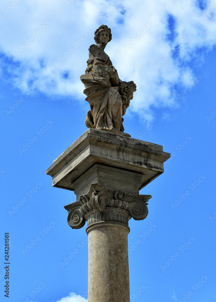 The Column of Abundance is situated at the place of former Roman Forum, the city’s commercial and political center. Republic Square. Florence, Italy -  April 17, 2018
