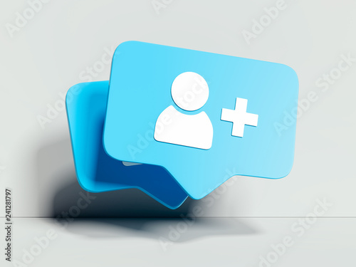 Follower symbol or icon on white background. 3d rendering. Social media concept.