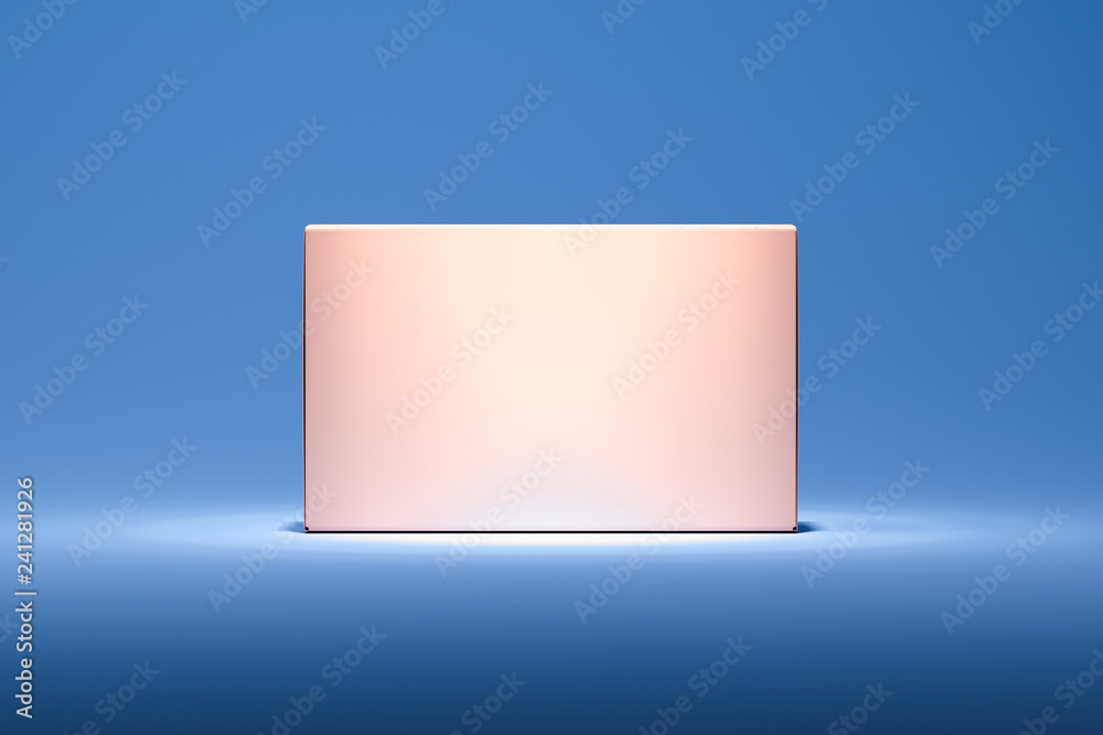 Isolated pink realistic cardboard box on blue background. 3d rendering. Isolated pink realistic cardboard box on blue background. 3d rendering.