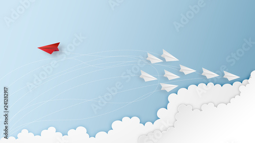 Business success design of Paper airplane Leaders find a way out as resolve problem , creative idea and communication concept. vector illustration