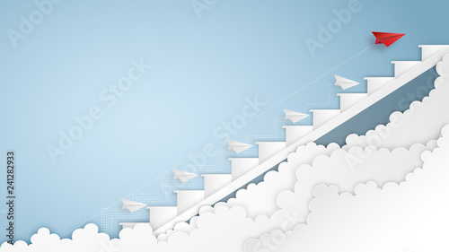 Business success design of Paper airplane Leaders find a solution ways as creative idea and communication concept. vector illustration