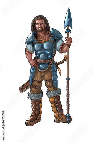Concept Art Fantasy Illustration of Warrior Hunter With Spear