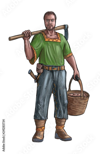 Konstfotografi Concept Art Fantasy Illustration of Villager, Countryman, Farmer or Village Man
