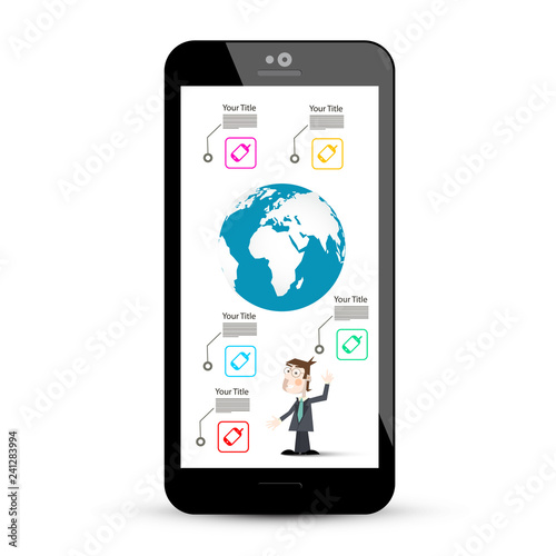 Smart Phone with Business Infographic Design on Screen