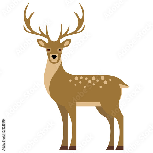 Vector winter character. Young deer in flat style. vector illustration.