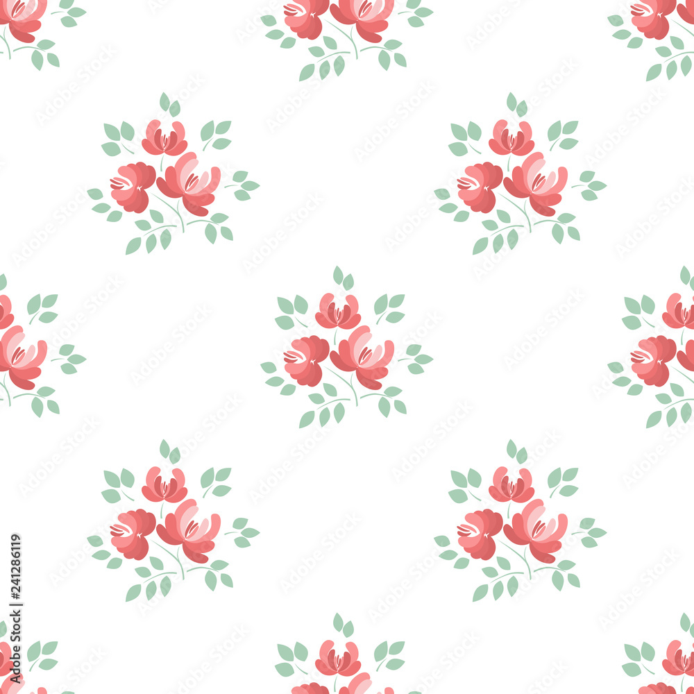 seamless pattern with abstract flowers on a white background. vector illustration.