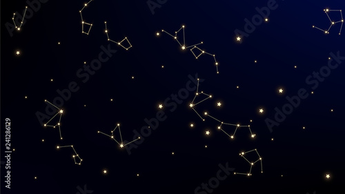 Constellation Map. Mystic Cosmic Sky with Many Stars. Gradient Blue Galaxy Pattern. Astronomical Print. Vector Milky Way Background. © litvinovaelena86