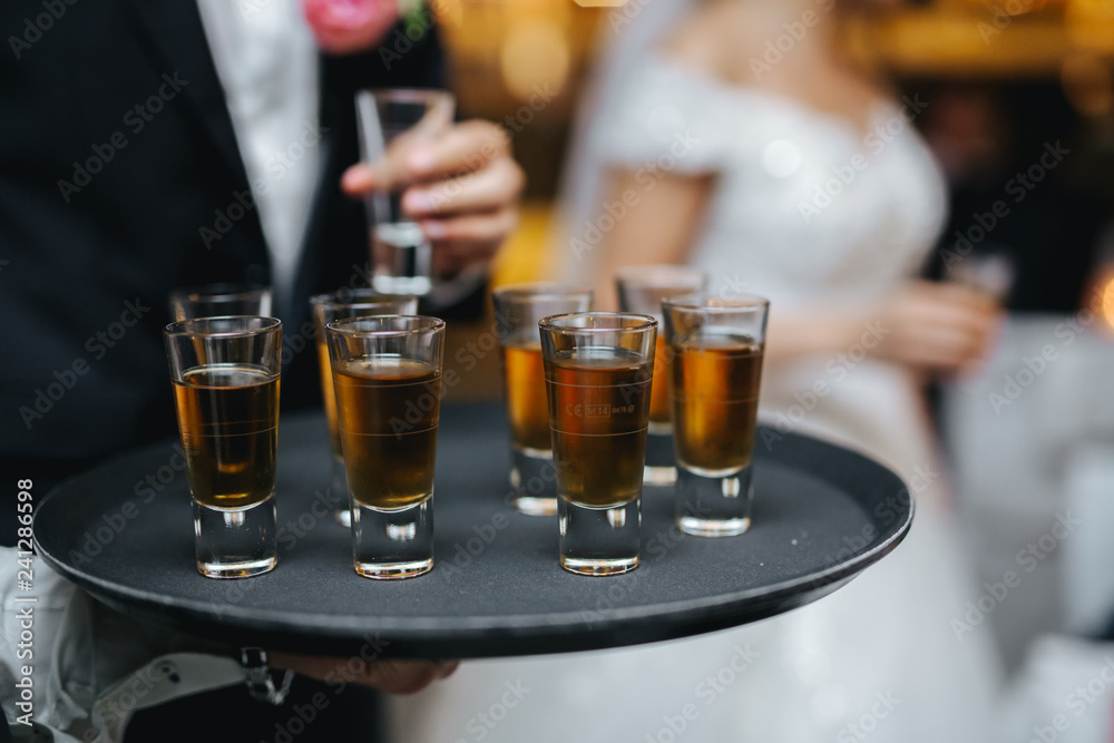 alcohol shots at a wedding