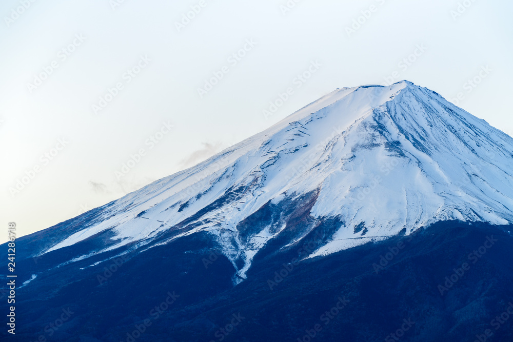 Fuji mountain with snow cover on the top