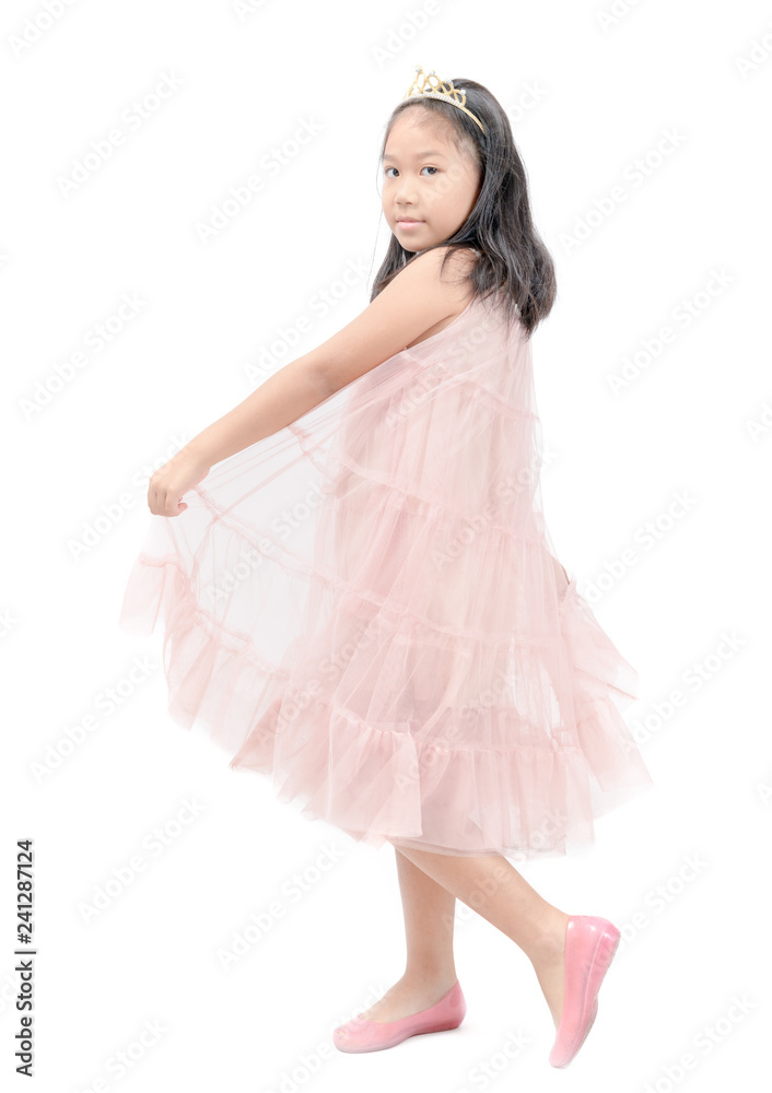 Little princess smile in pink dress isolated Little princess smile in pink dress isolated