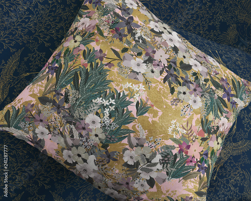Canvas Print Illustration florale - Coussin