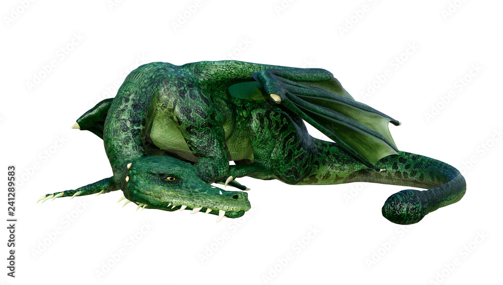 Fototapeta premium 3D Rendering Fairy Tale Dragon on White