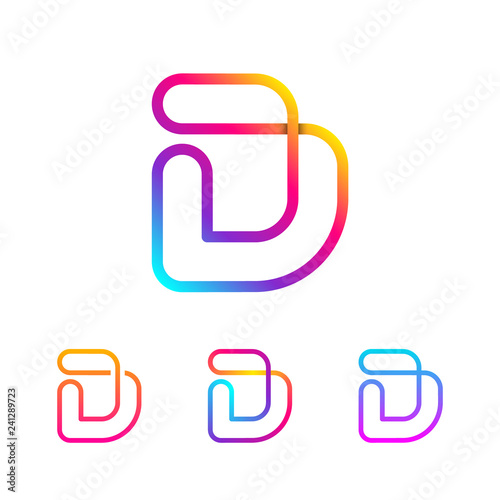 Abstract Letter D Line Monogram Colorful loops logotype, Circle shape, swirl spiral infinity logo symbol, Technology and digital connection