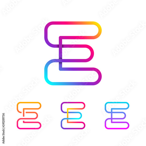 Abstract Letter E Line Monogram Colorful loops logotype, Circle shape, swirl spiral infinity logo symbol, Technology and digital connection