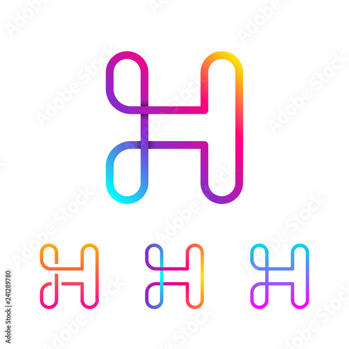 Abstract Letter H Line Monogram Colorful loops logotype, Circle shape, swirl spiral infinity logo symbol, Technology and digital connection