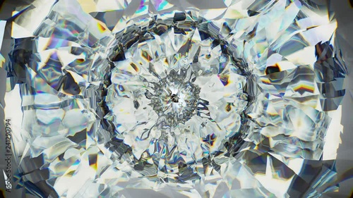 sparkling gemstone macro rotating seamless loop. kaleidoscope photo