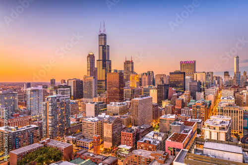 Chicago, Illinois, USA downtown city skyline from above