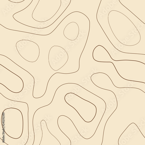 Admirable topographic map. Seamless design, charming tileable isolines pattern. Vector illustration.