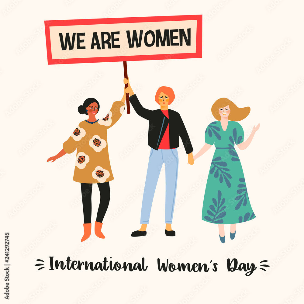 International Womens Day. Vector illustration with women different nationalities and cultures. International Womens Day. Vector illustration with women different nationalities and cultures.
